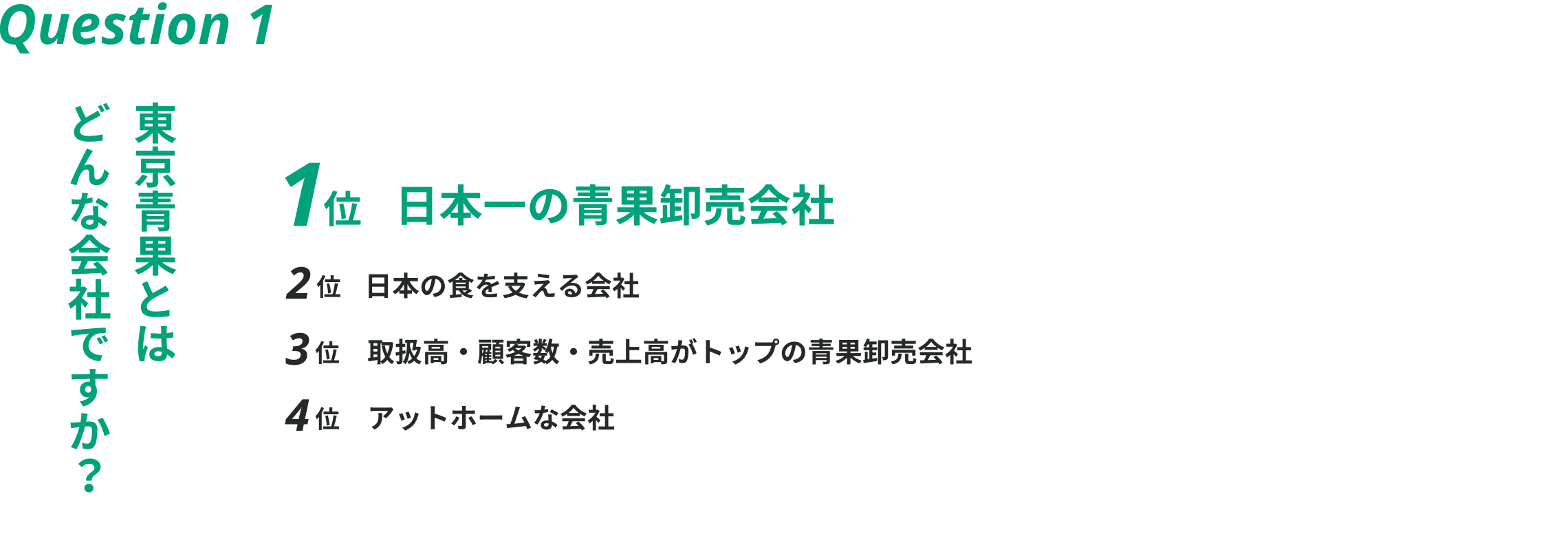 Question1 東京青果とはどんな会社ですか？